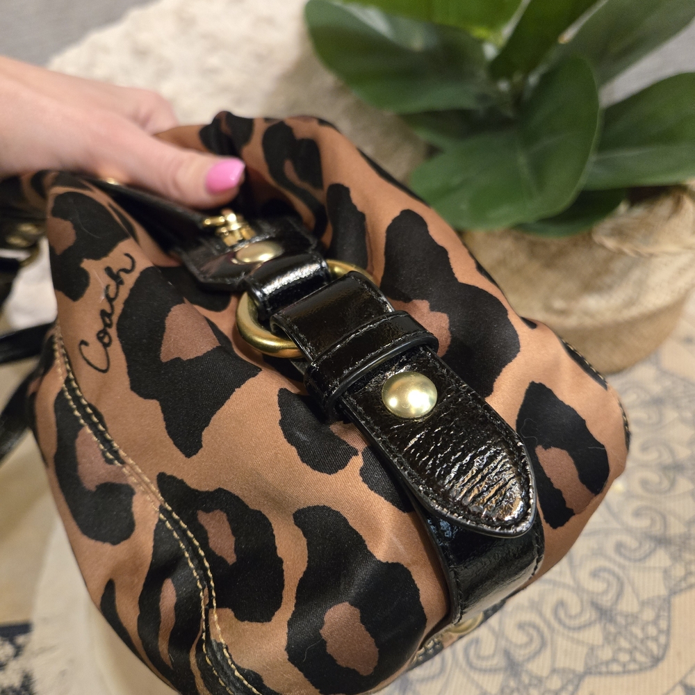 Coach Leopard Print Shoulder Bag in Brown and Black - Picture 6 of 8